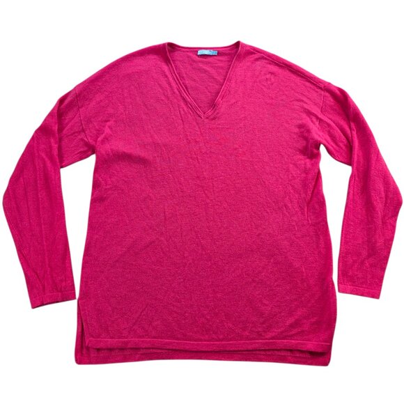 J. McLaughlin Women's 100% Cashmere Sweater Long Sleeve V-neck High Low Hem Md - Picture 1 of 8